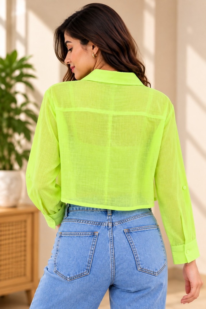 Women’s Lime Green Cropped Shirt, Inner Top