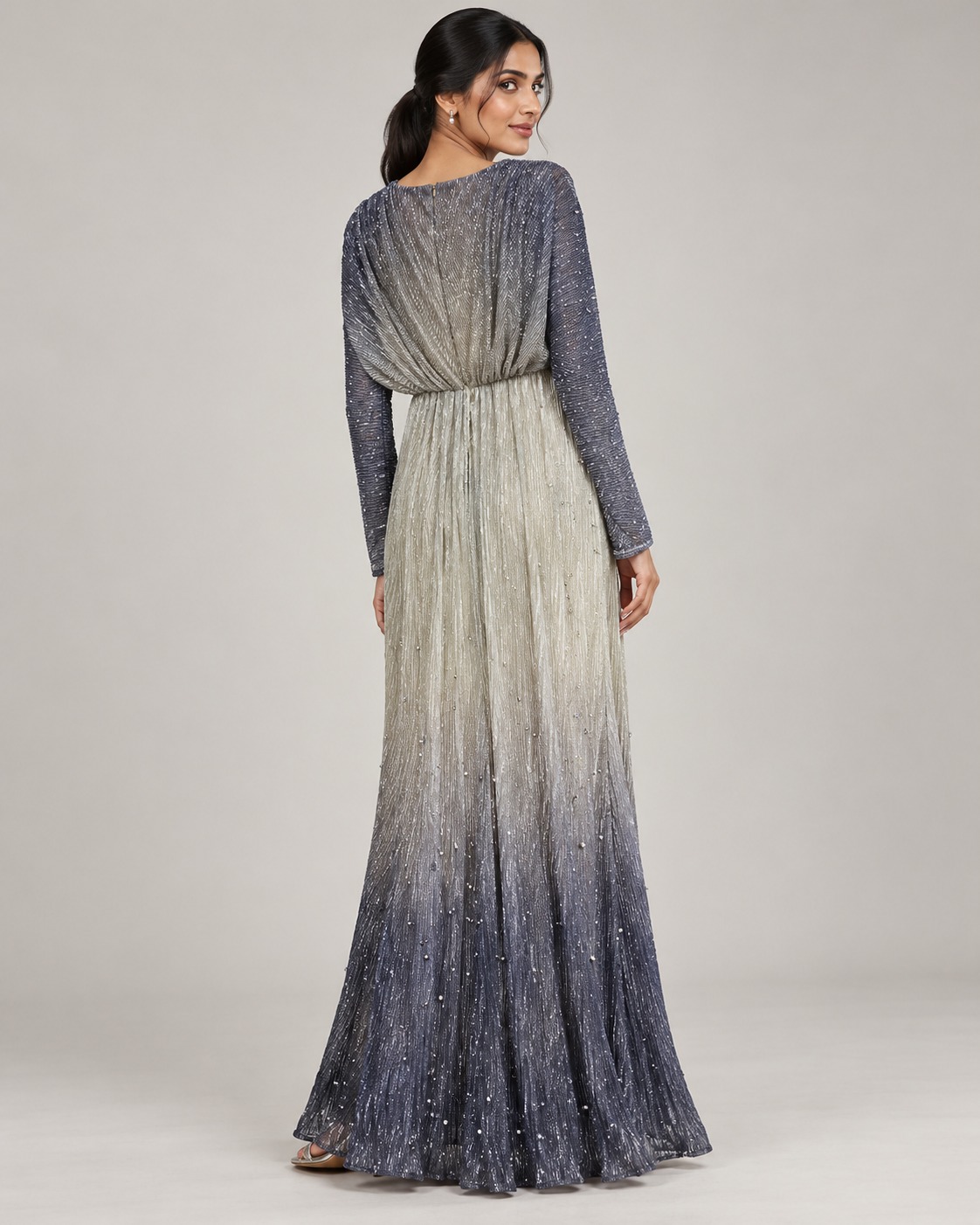Long One Pice Metallic Silver Grey