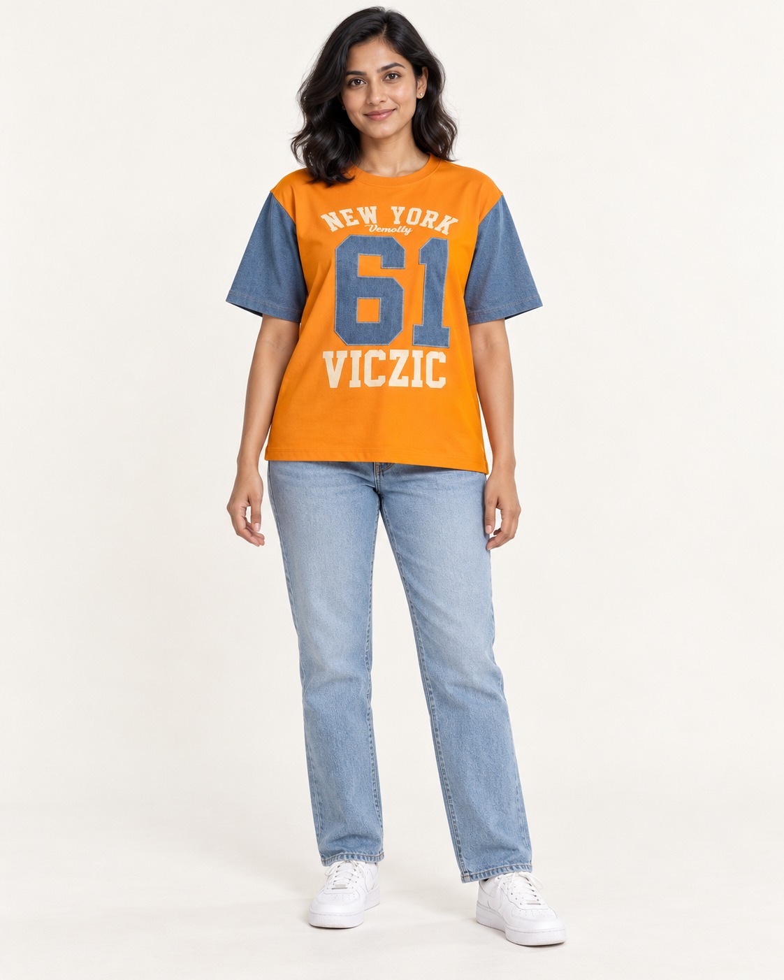 Women's New York 61 Graphic Printed Round Neck Half Sleeve Casual T-Shirt